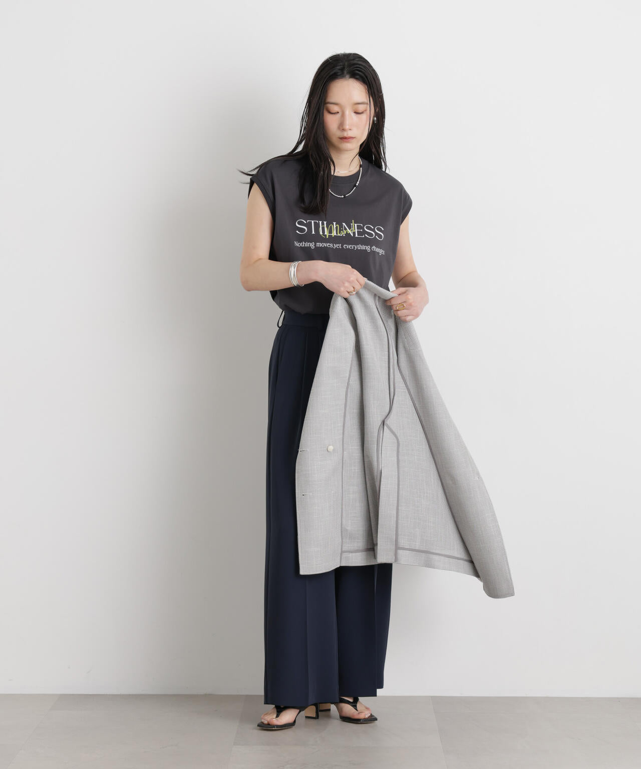 MINERALTEX(TM)ロゴプリントノースリーブTシャツ 6696124327