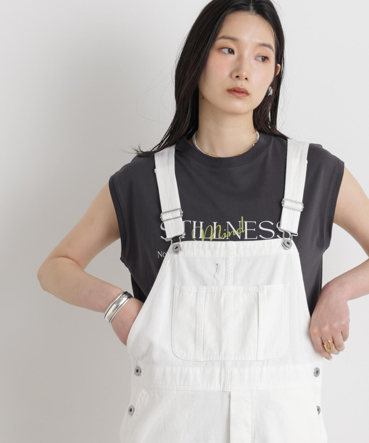 MINERALTEX(TM)ロゴプリントノースリーブTシャツ 6696124327
