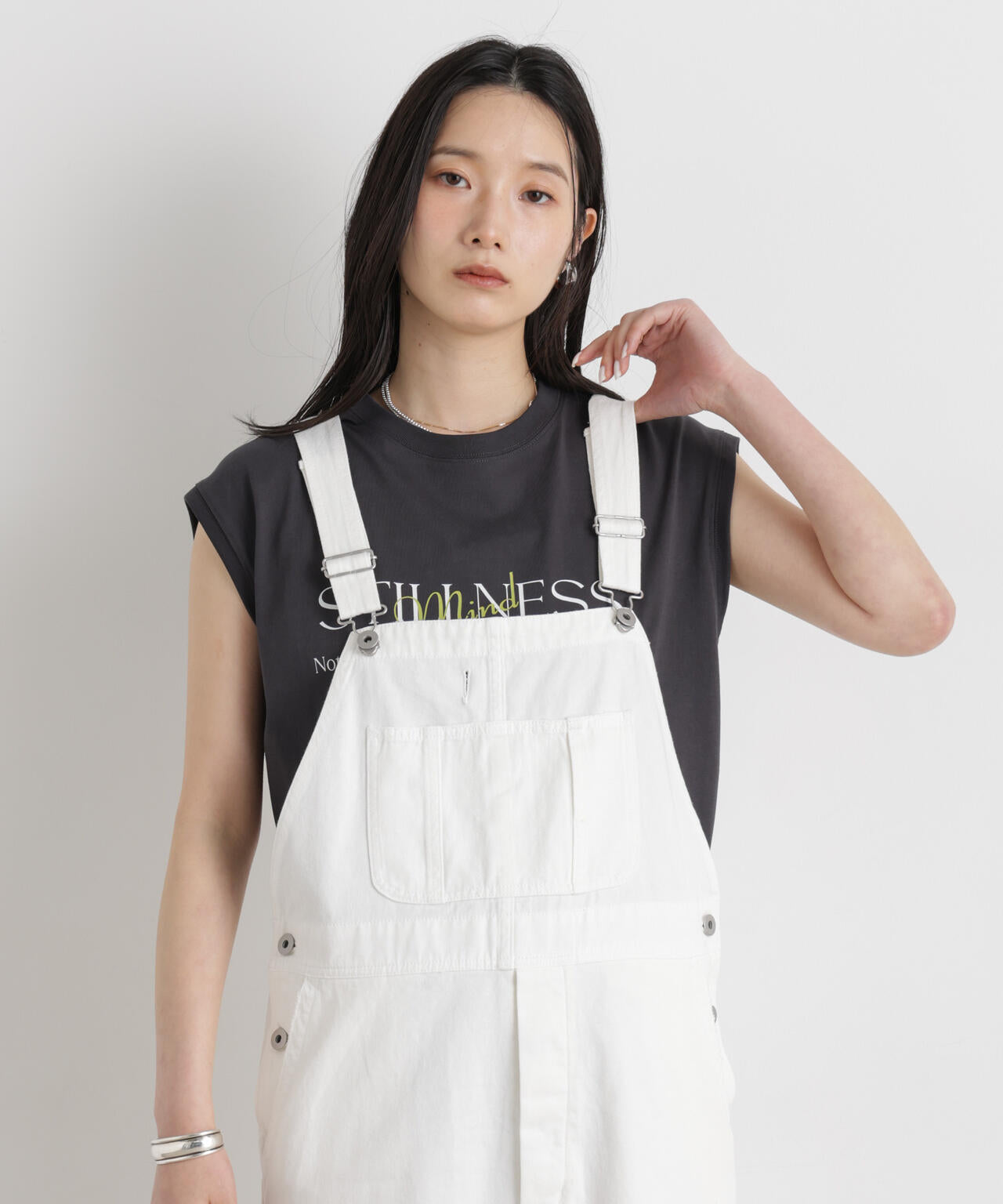 MINERALTEX(TM)ロゴプリントノースリーブTシャツ 6696124327