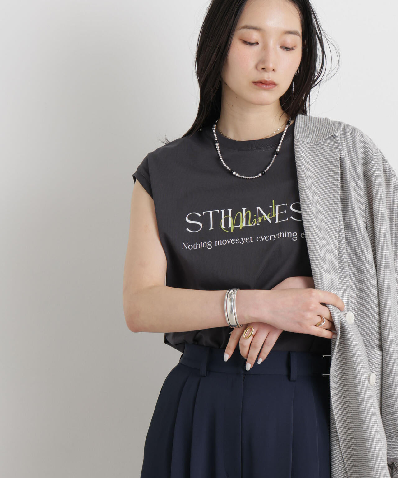 MINERALTEX(TM)ロゴプリントノースリーブTシャツ 6696124327