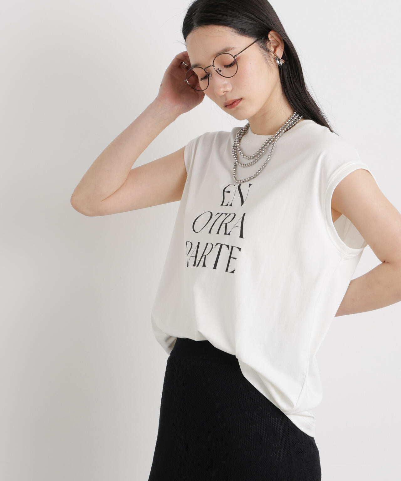 MINERALTEX(TM)ロゴプリントノースリーブTシャツ 6696124327