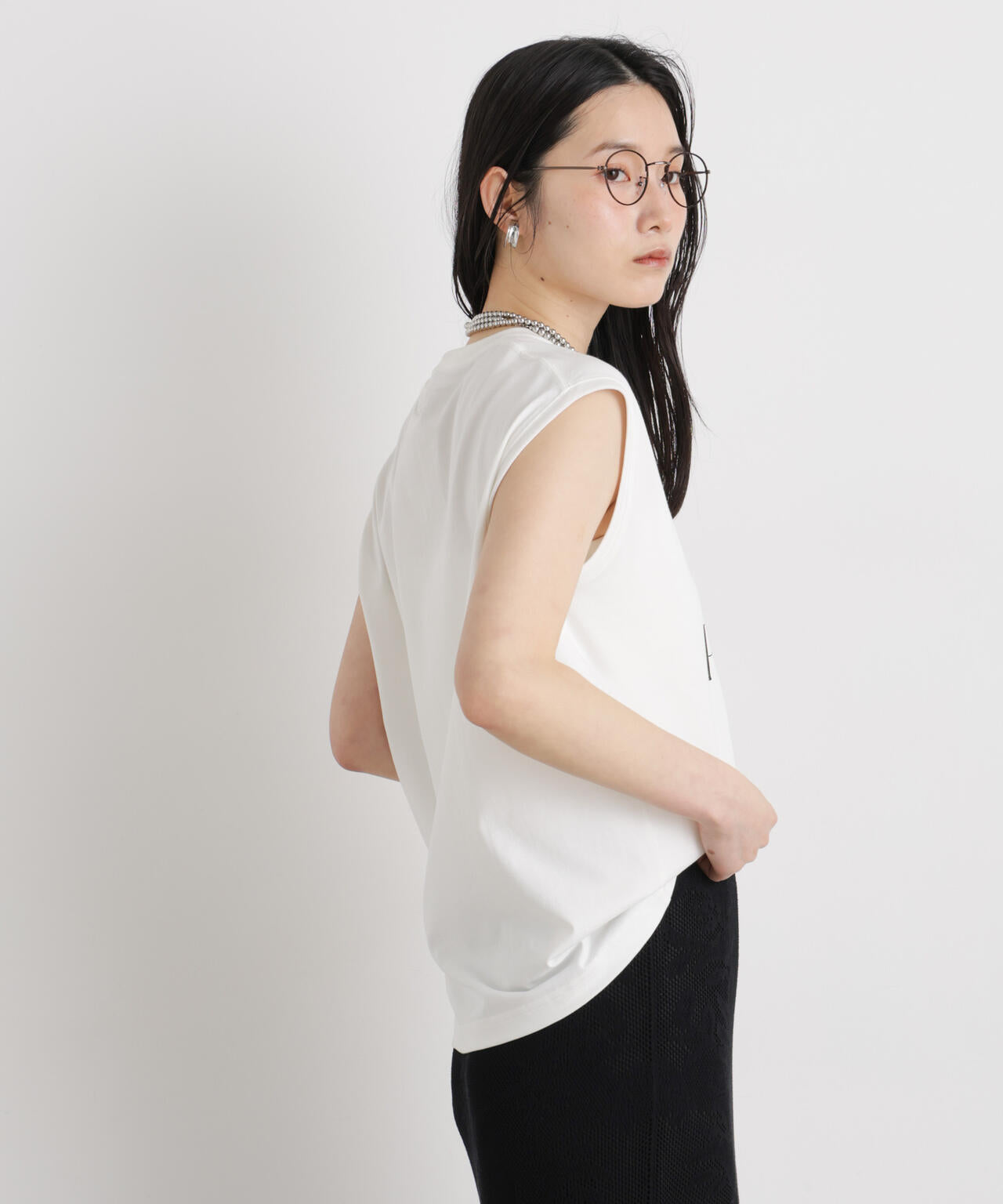 MINERALTEX(TM)ロゴプリントノースリーブTシャツ 6696124327