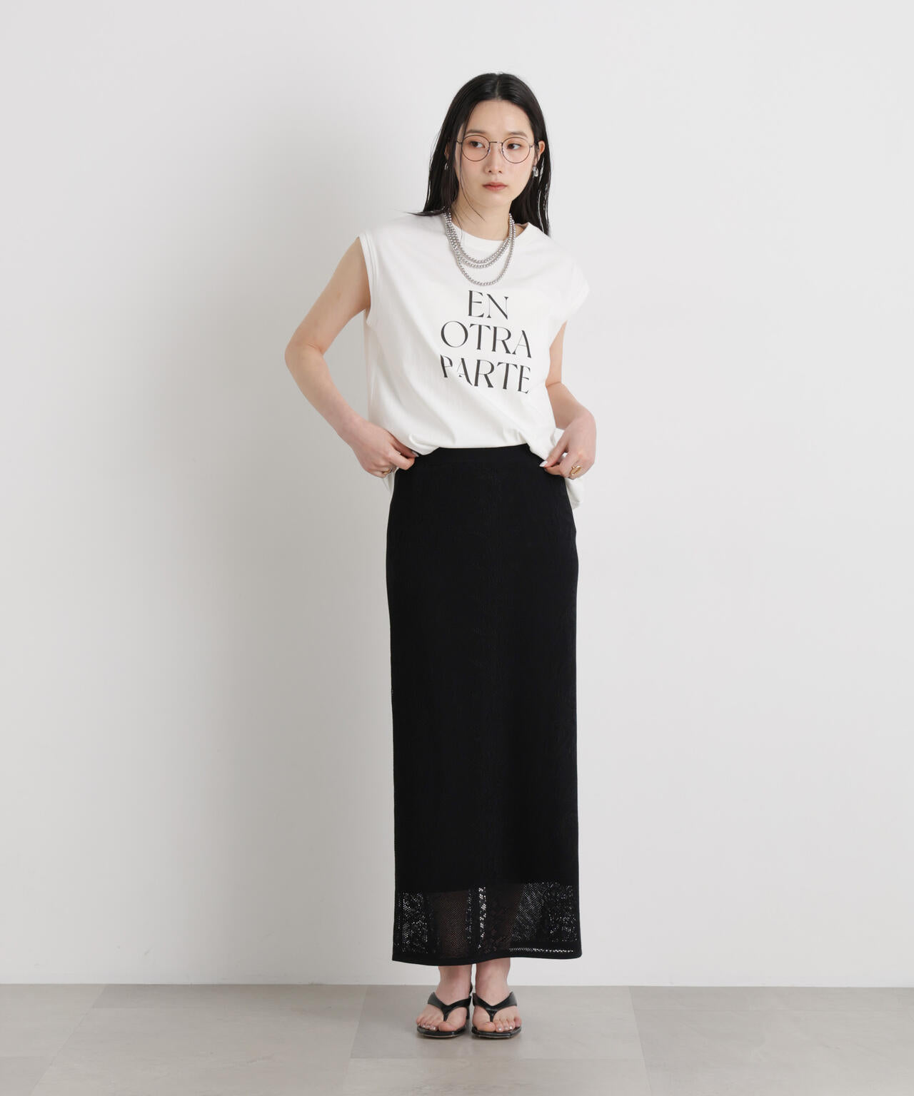 MINERALTEX(TM)ロゴプリントノースリーブTシャツ 6696124327