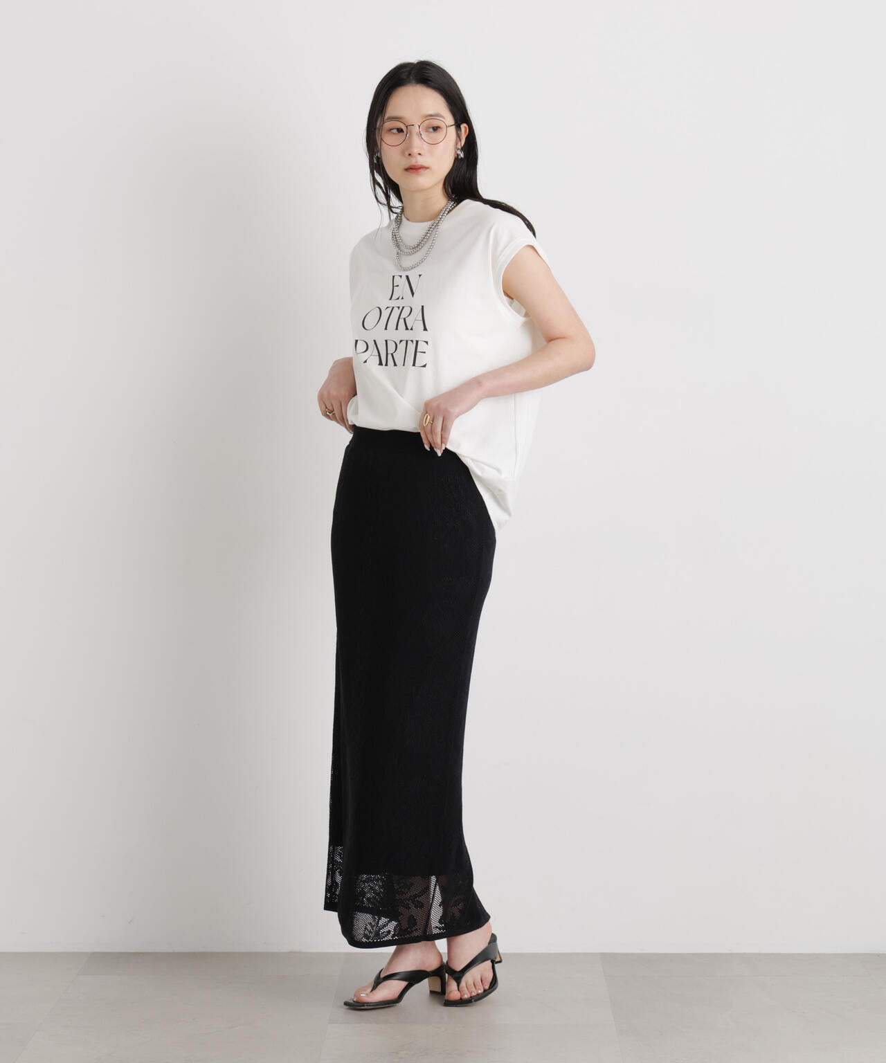 MINERALTEX(TM)ロゴプリントノースリーブTシャツ 6696124327