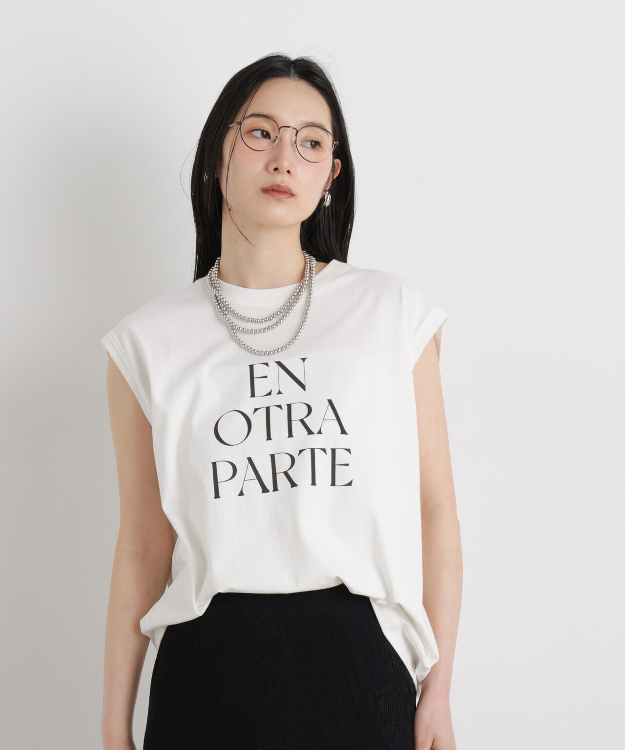 MINERALTEX(TM)ロゴプリントノースリーブTシャツ 6696124327
