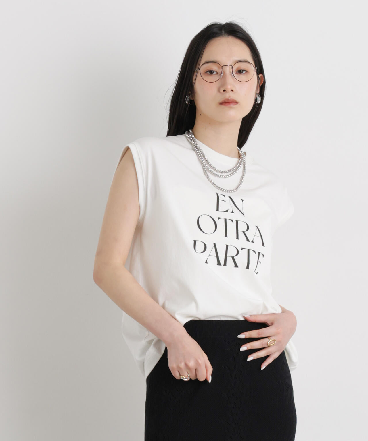 MINERALTEX(TM)ロゴプリントノースリーブTシャツ 6696124327