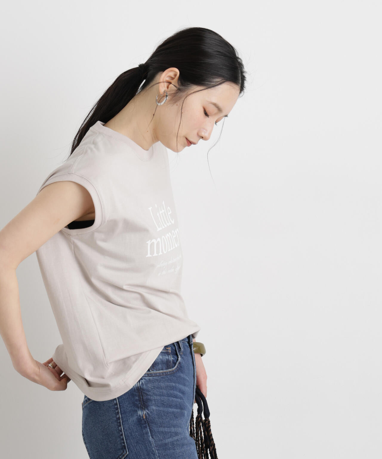 MINERALTEX(TM)ロゴプリントノースリーブTシャツ 6696124327