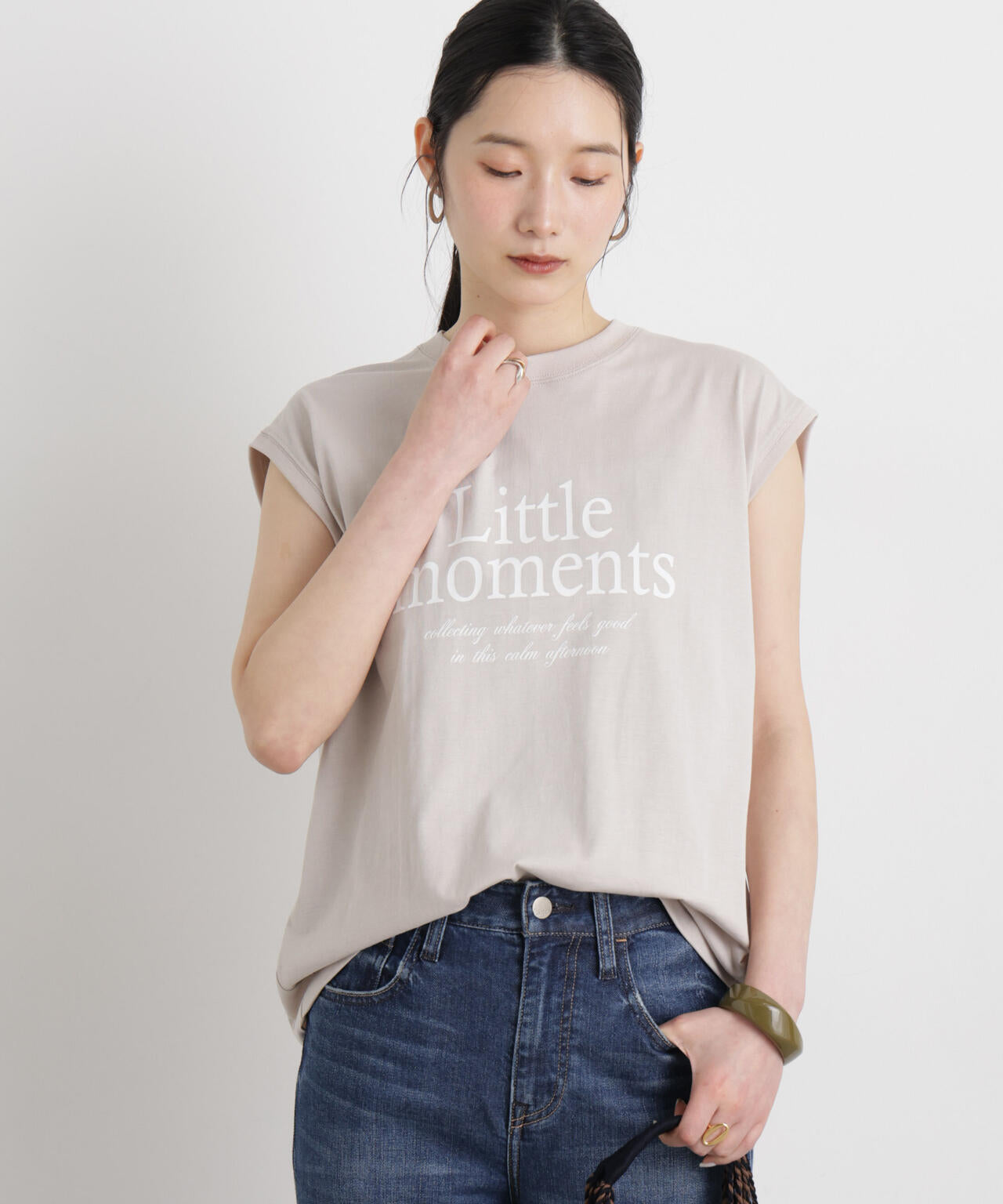 MINERALTEX(TM)ロゴプリントノースリーブTシャツ 6696124327