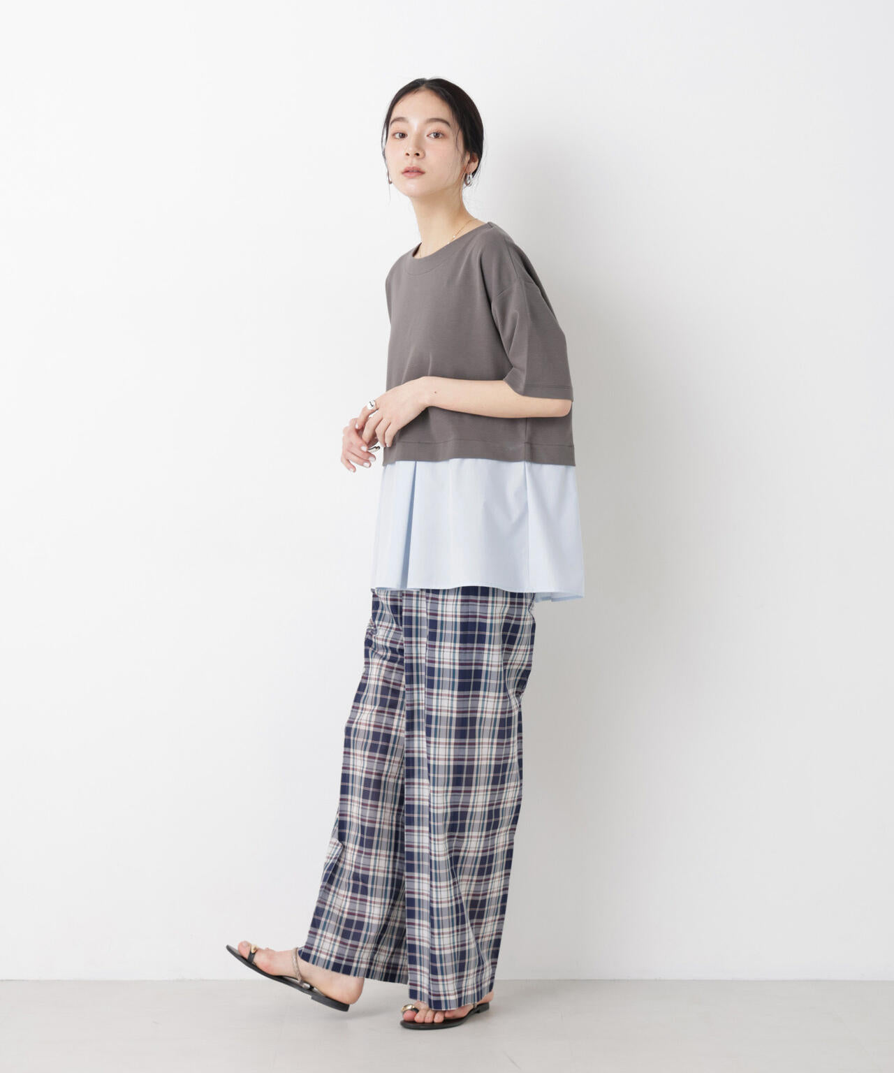 異素材ペプラムカットソー 6696124328