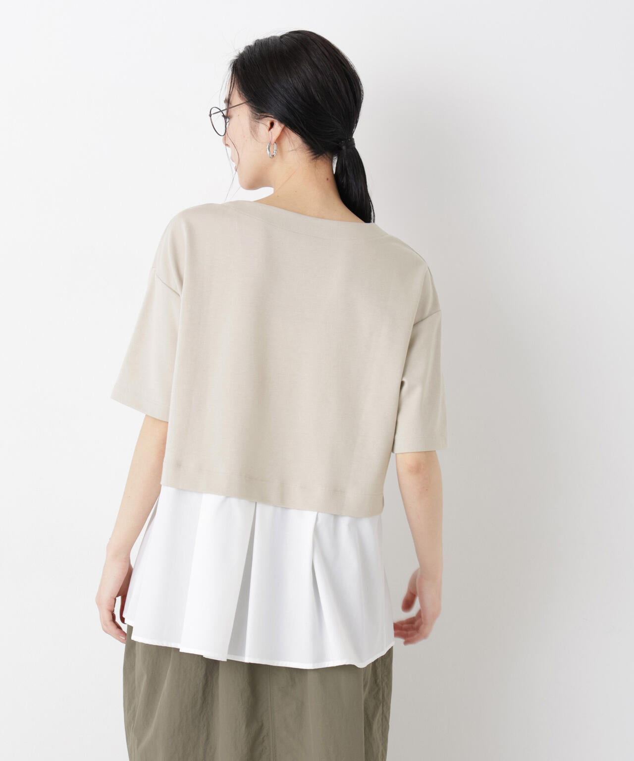 異素材ペプラムカットソー 6696124328
