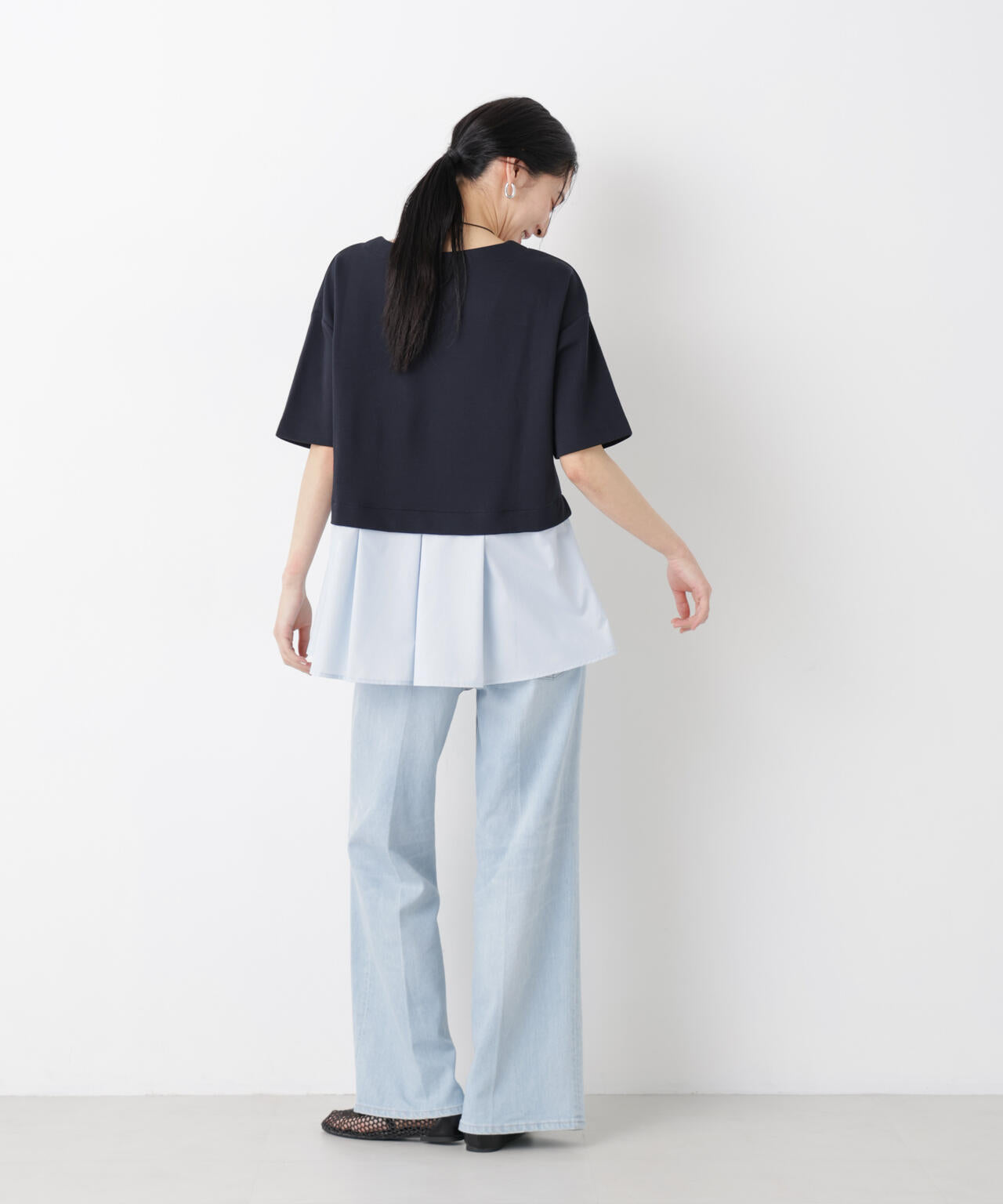 異素材ペプラムカットソー 6696124328