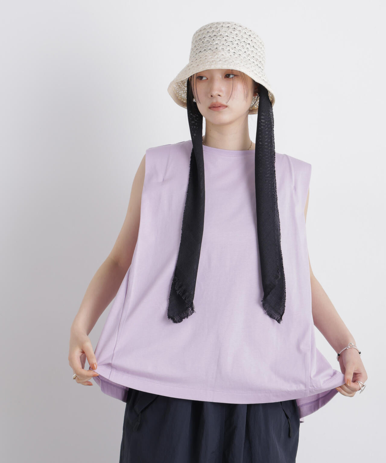 NANOFINE ボックスフレアカットトップス 6696124335