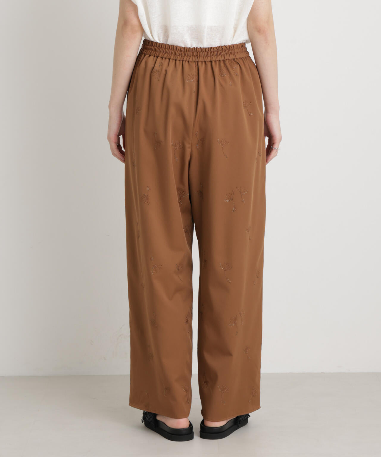 刺繍ツイルイージーワイドパンツ(セットアップ可) 6696127316