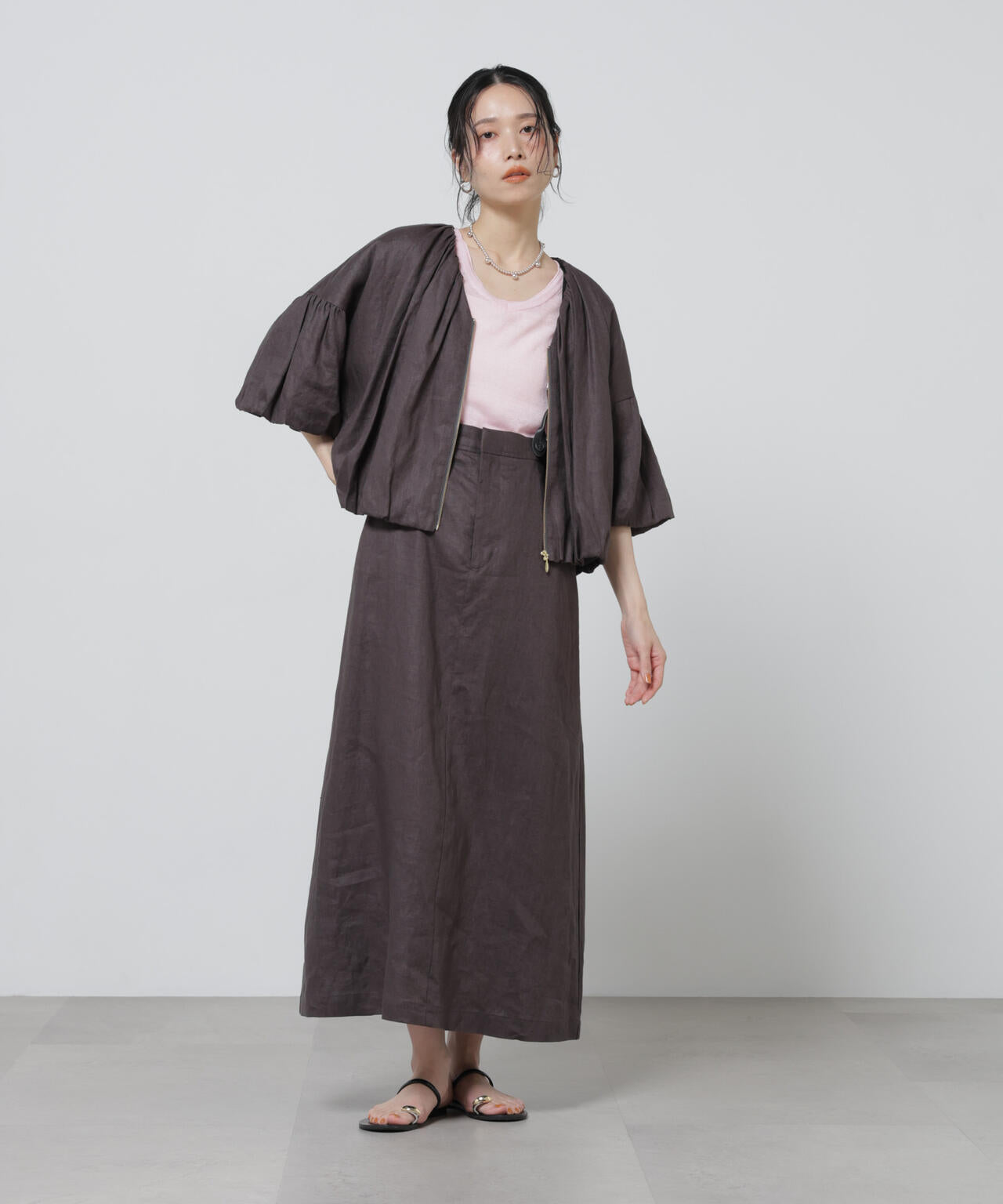 European Flax サスペンダー付きスカート(セットアップ可) 6696130304