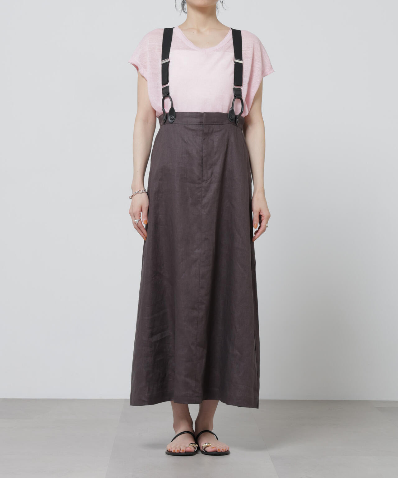 European Flax サスペンダー付きスカート(セットアップ可) 6696130304