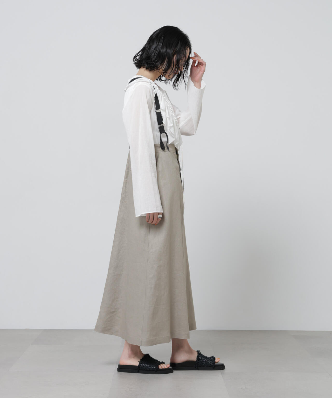 European Flax サスペンダー付きスカート(セットアップ可) 6696130304