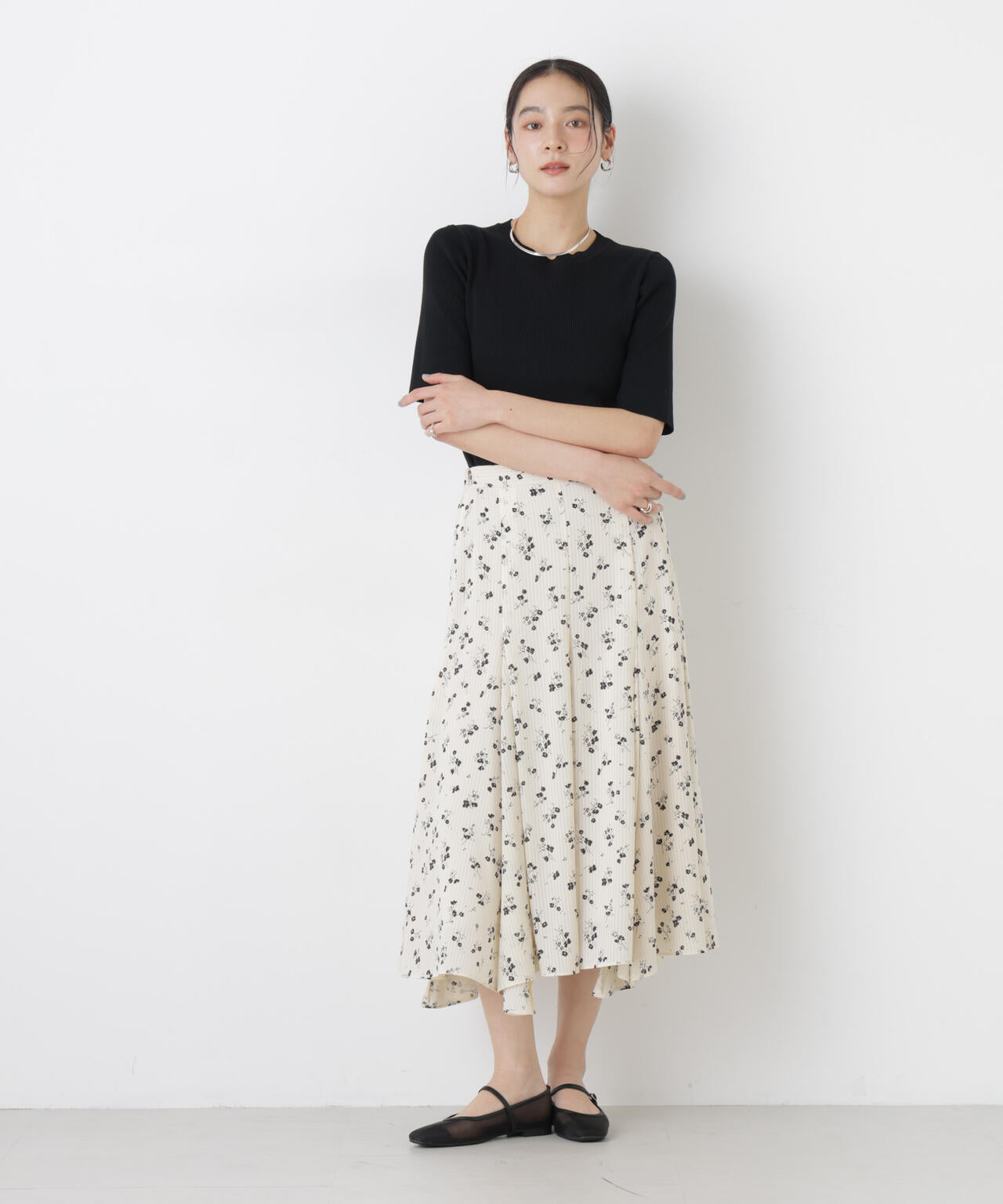フラワープリントイレヘムタックフレアスカート(セットアップ可) 6696130305