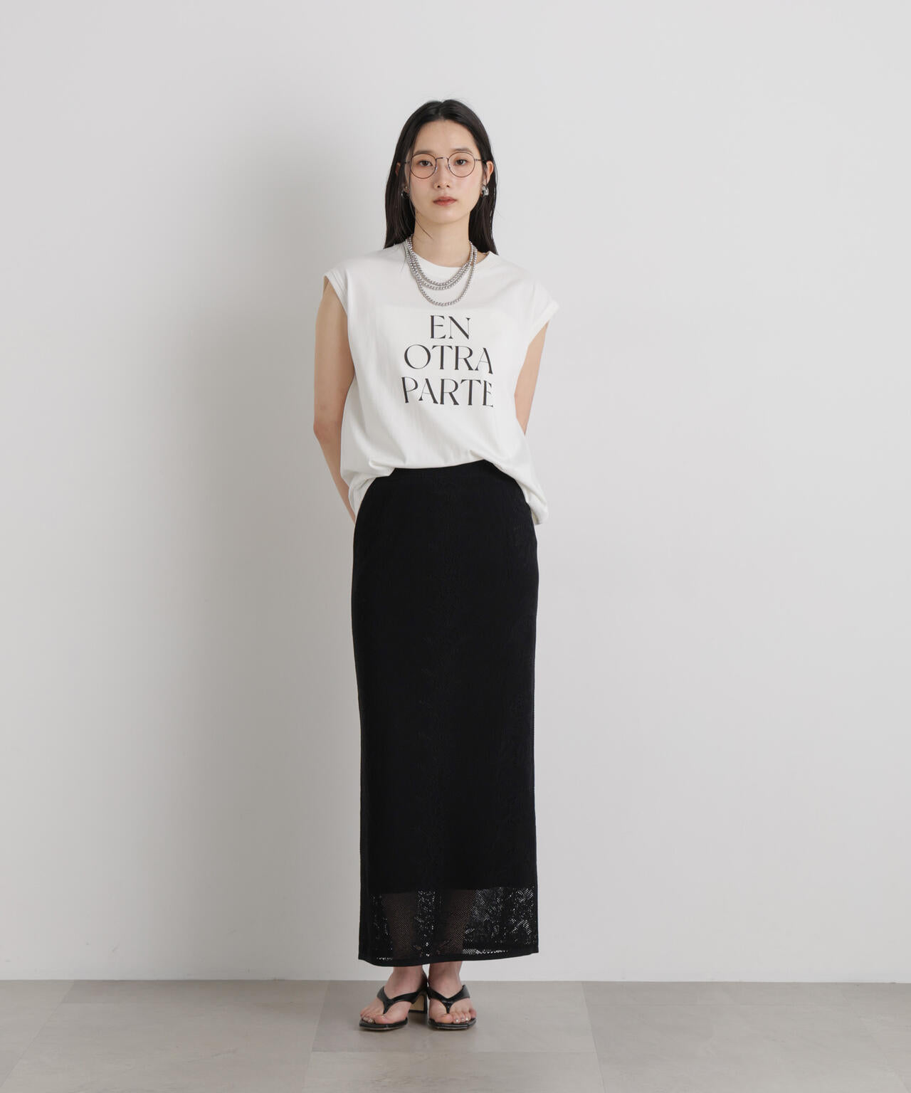 メッシュレースニットスカート 6696130316