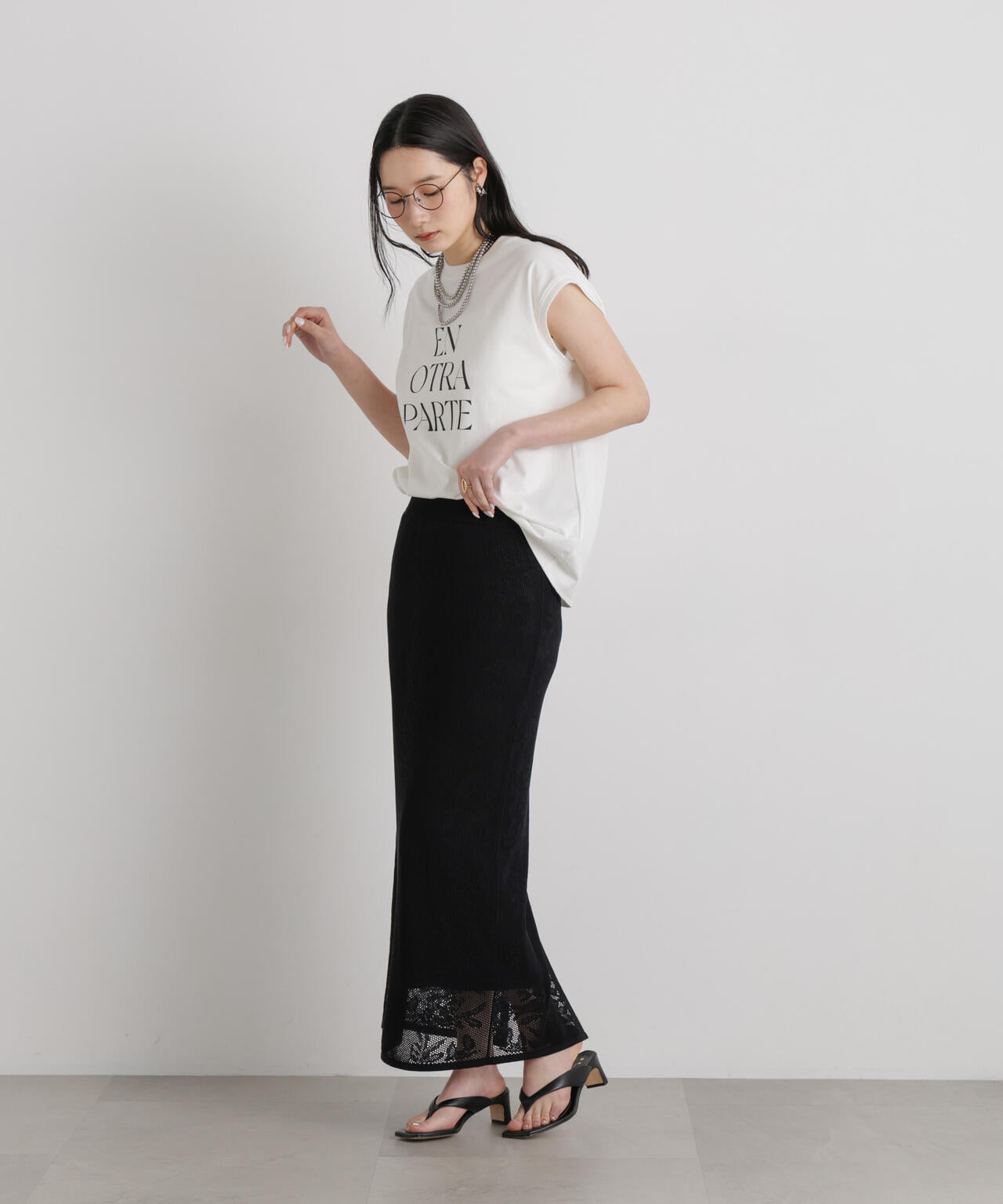 メッシュレースニットスカート 6696130316