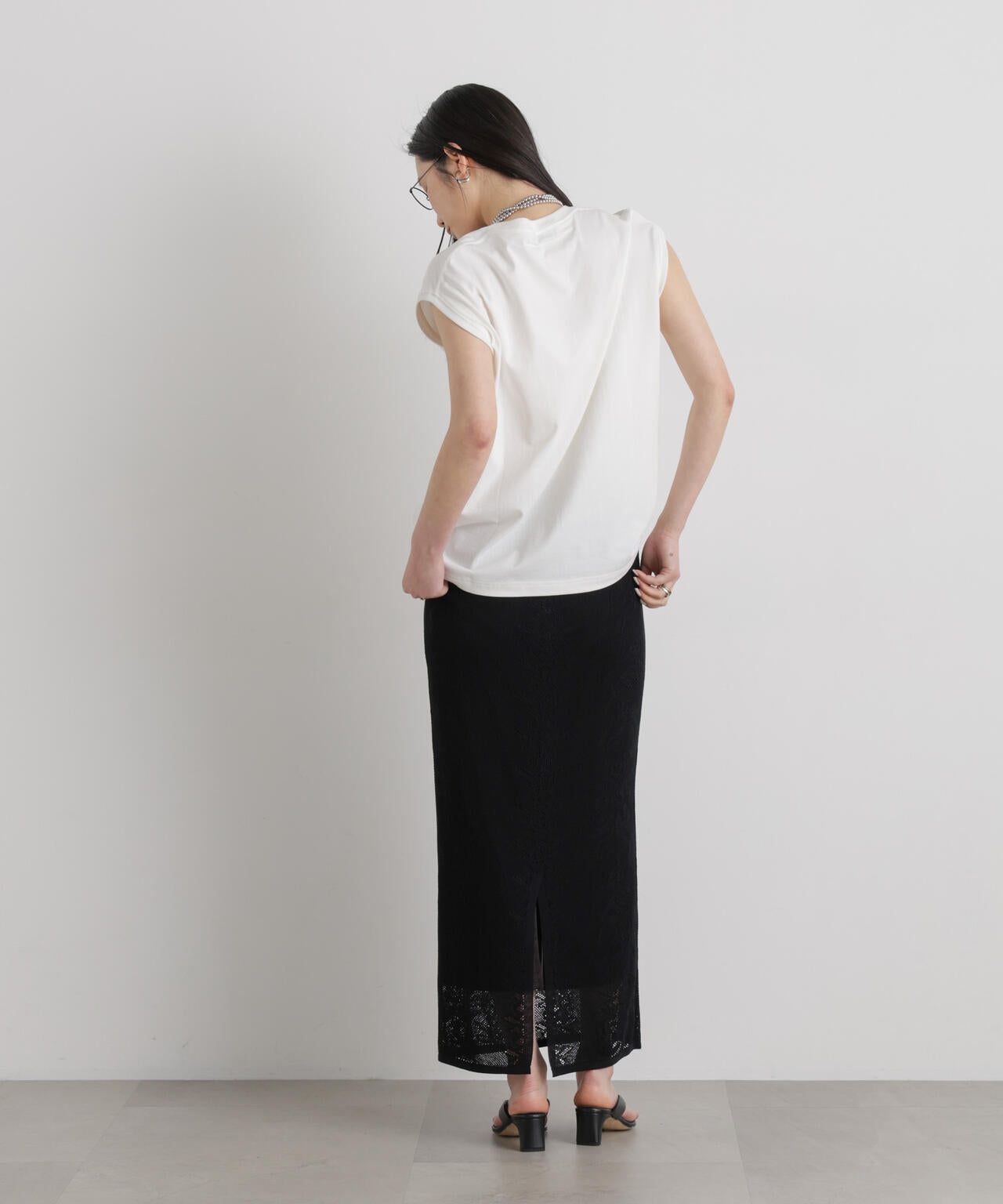 メッシュレースニットスカート 6696130316
