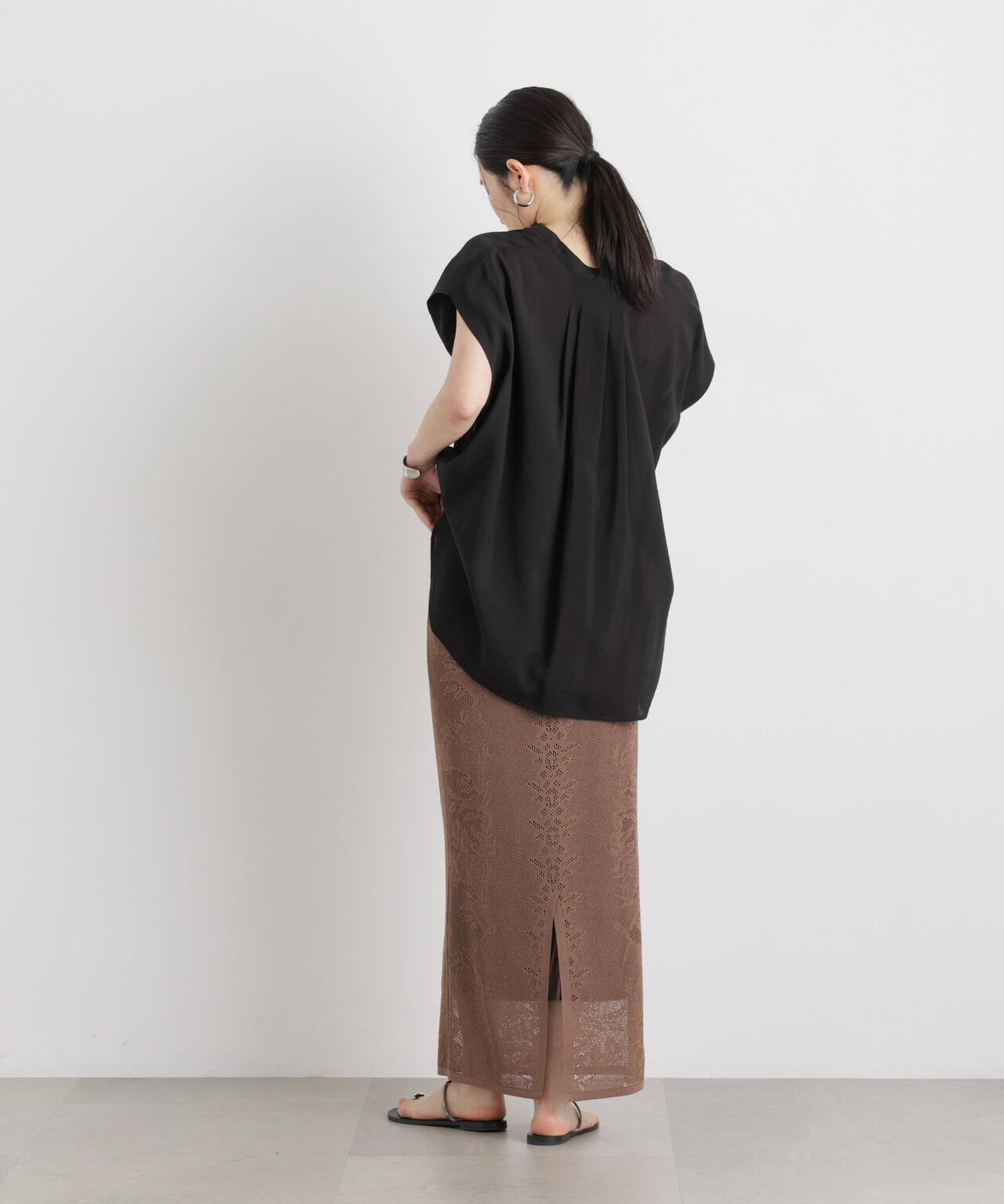 メッシュレースニットスカート 6696130316