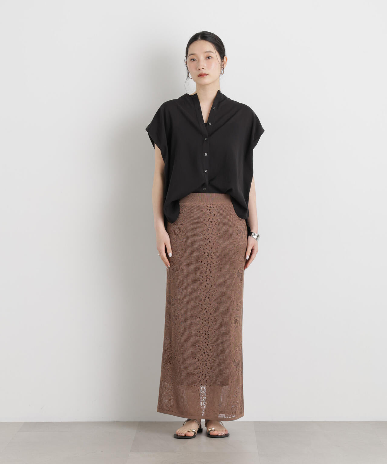 メッシュレースニットスカート 6696130316