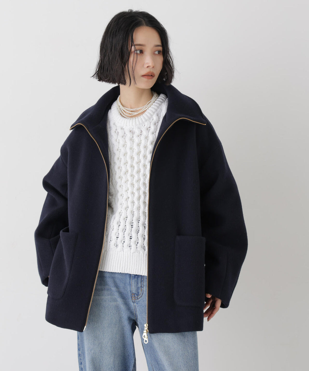 ウールパイルスタンドジップコート 6696211300