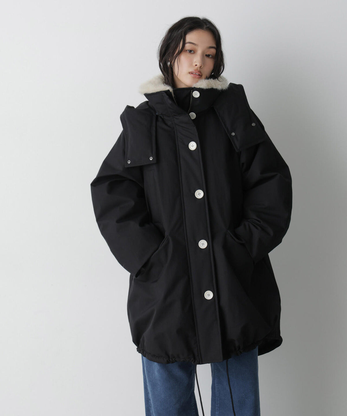 「STEVELOUR」「西川ダウン(R)」ファー付きコート 6696214306