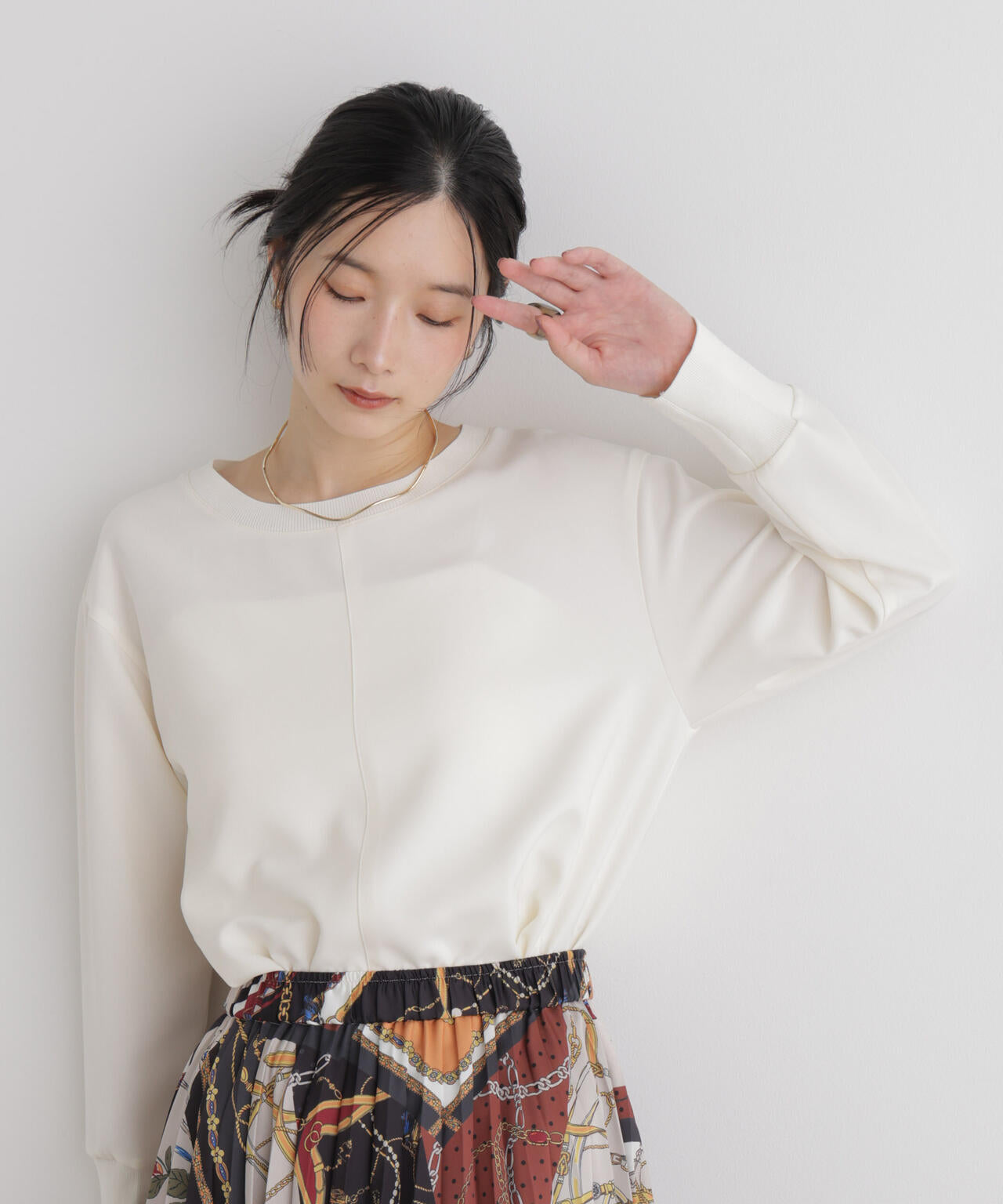 DressT/リブ使いクルーネックブラウス 6696220306