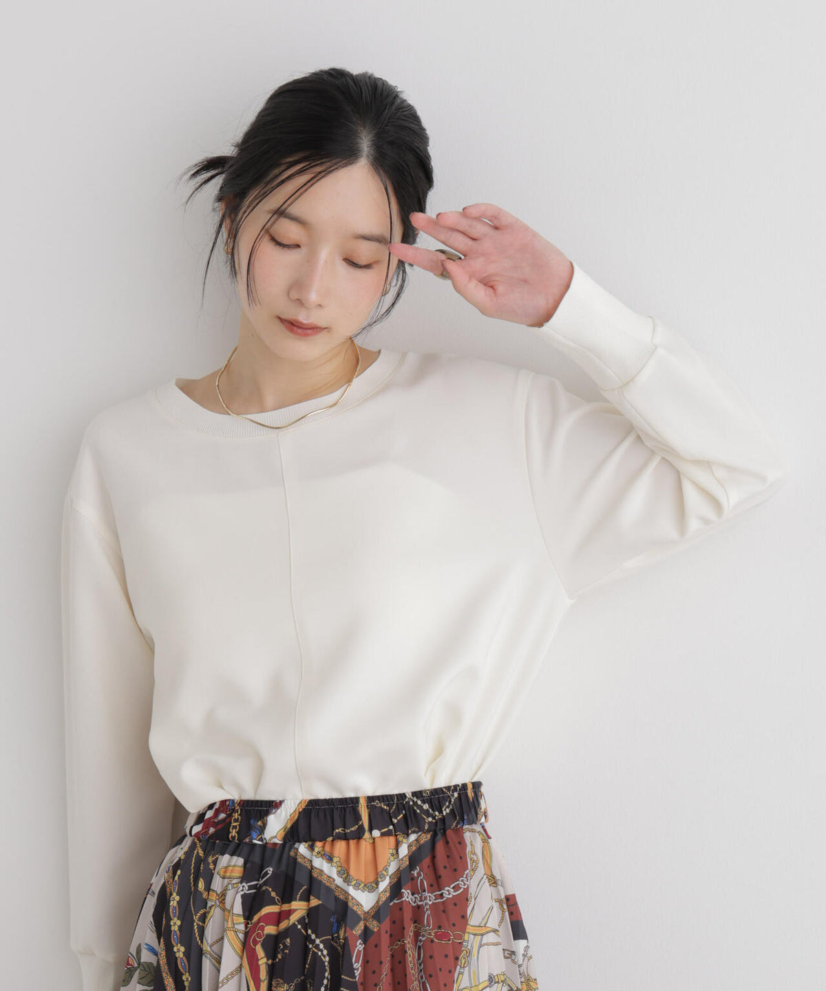DressT/リブ使いクルーネックブラウス 6696220306