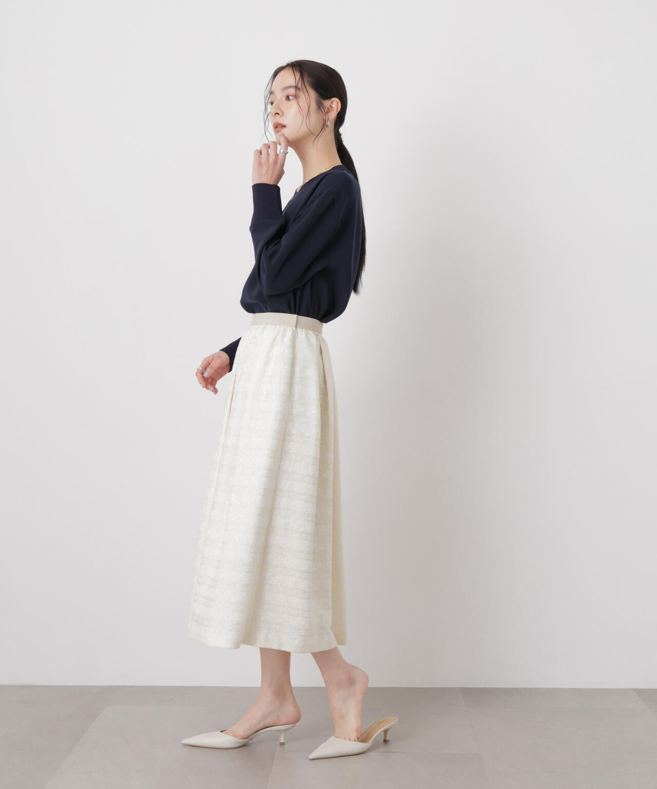DressT/リブ使いクルーネックブラウス 6696220306