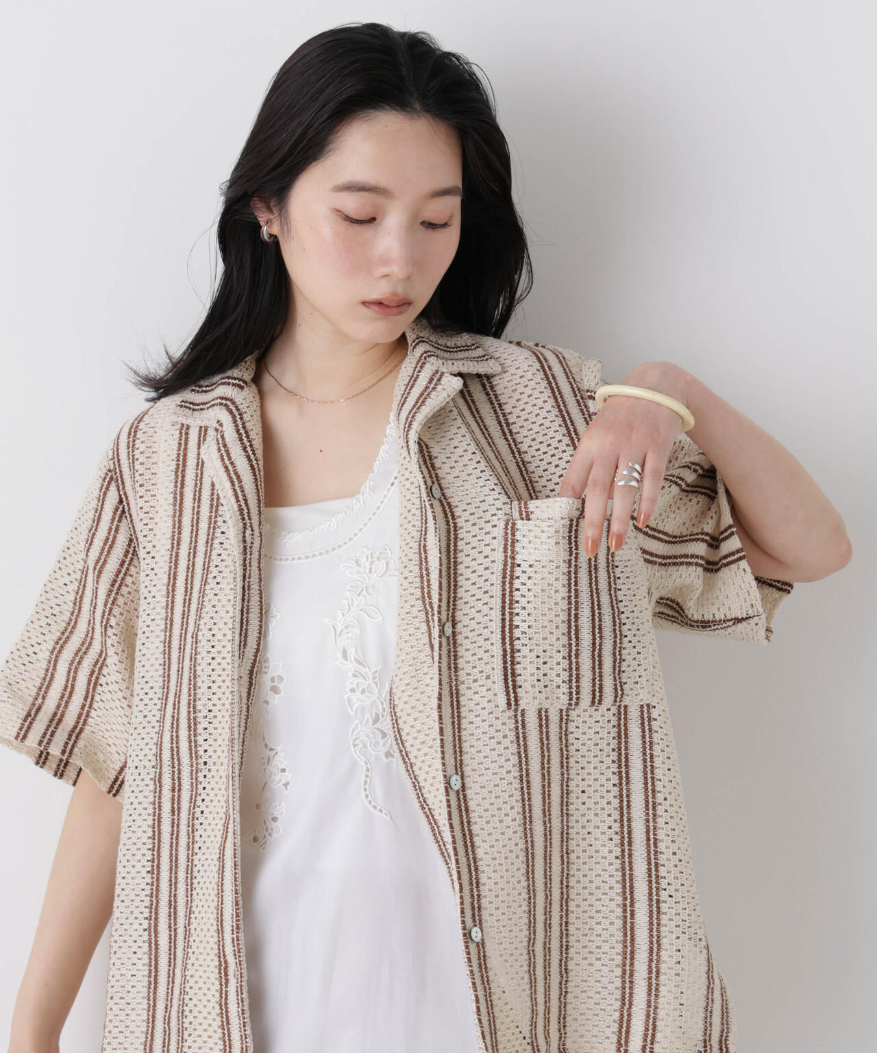 made in india ジャカードストライプシャツ(セットアップ可) 6696221301