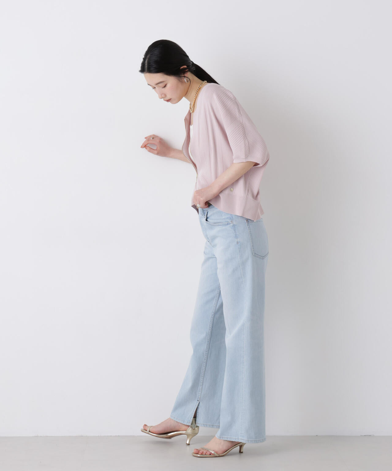 SUMMER VEIL KNIT ジップカーディガン 6696222311