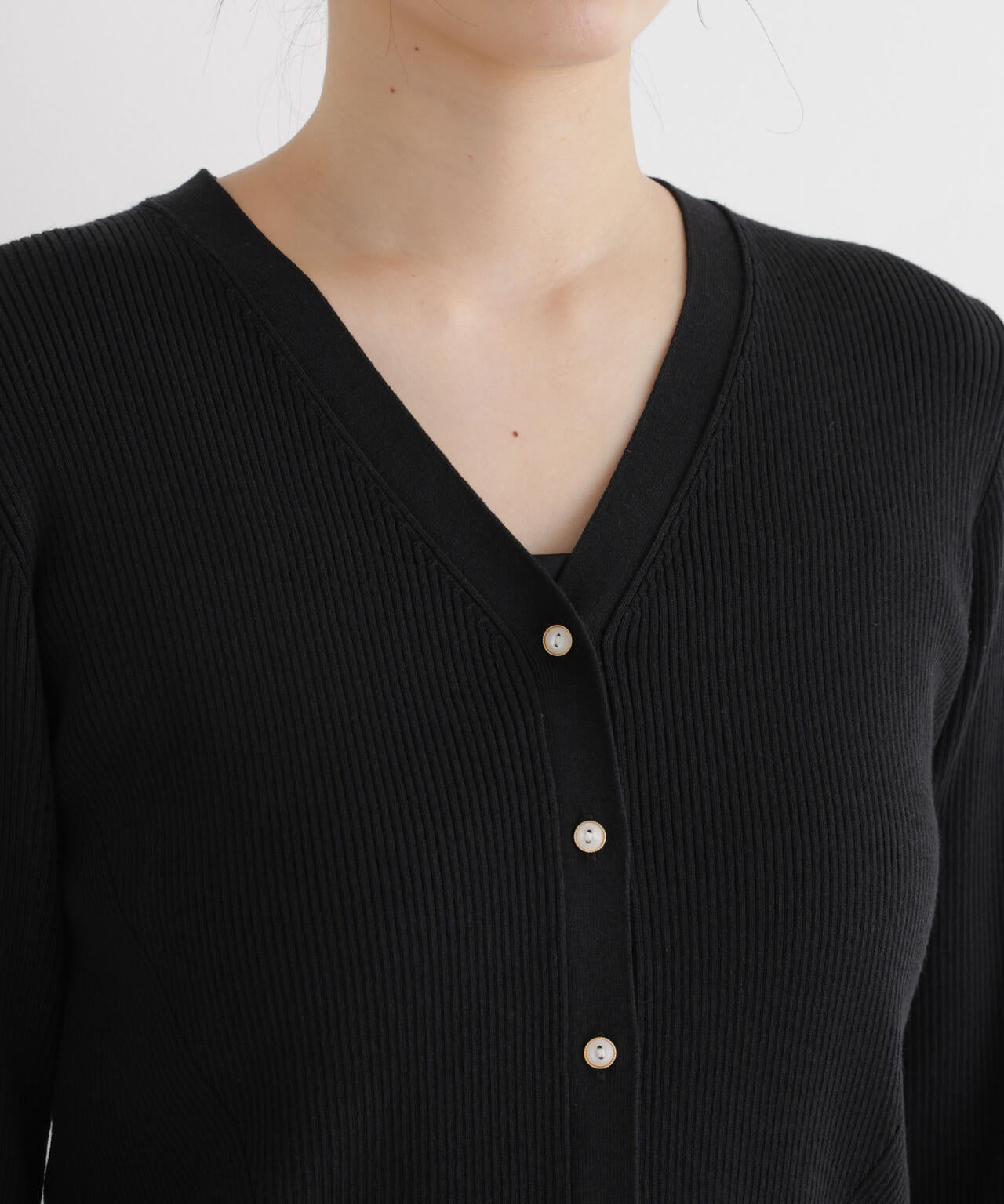 CICA&UVカット加工Vネックリブカーディガン 6696222318