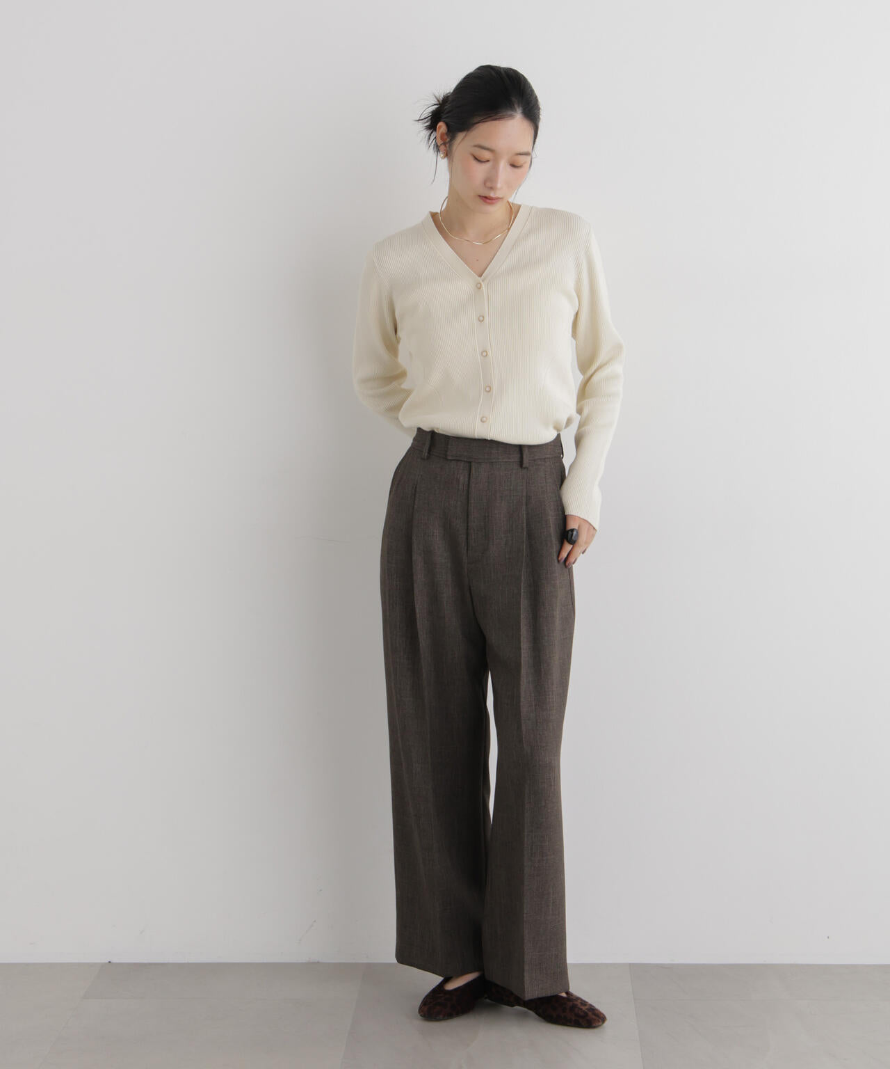CICA&UVカット加工Vネックリブカーディガン 6696222318