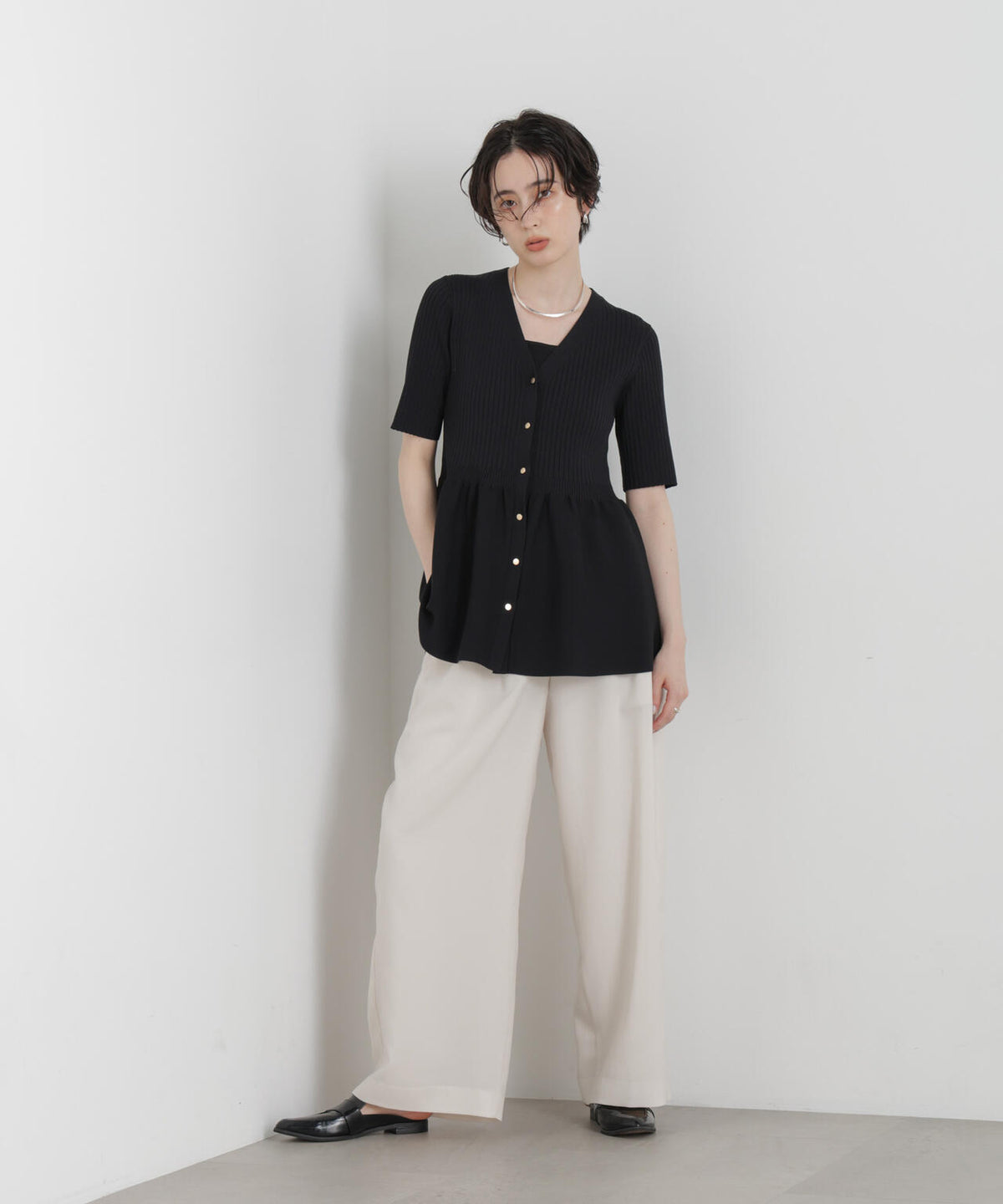 SUMMER VEIL KNIT ペプラムニットカーディガン 6696222323
