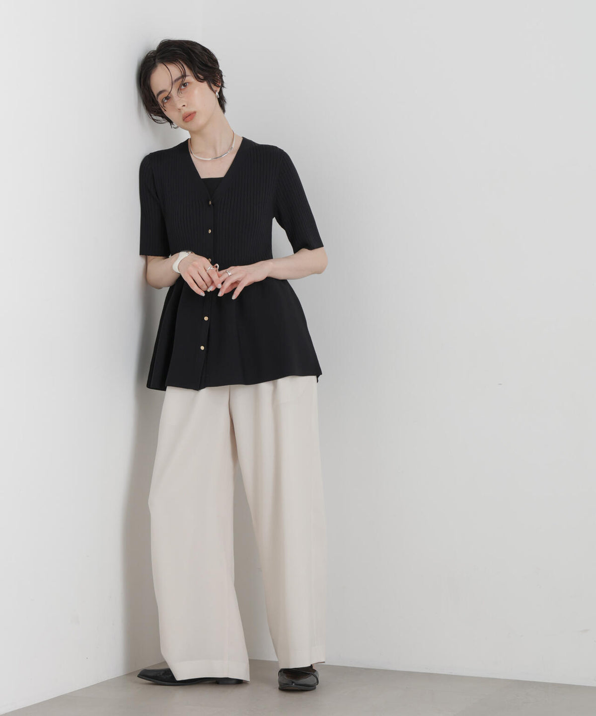 SUMMER VEIL KNIT ペプラムニットカーディガン 6696222323