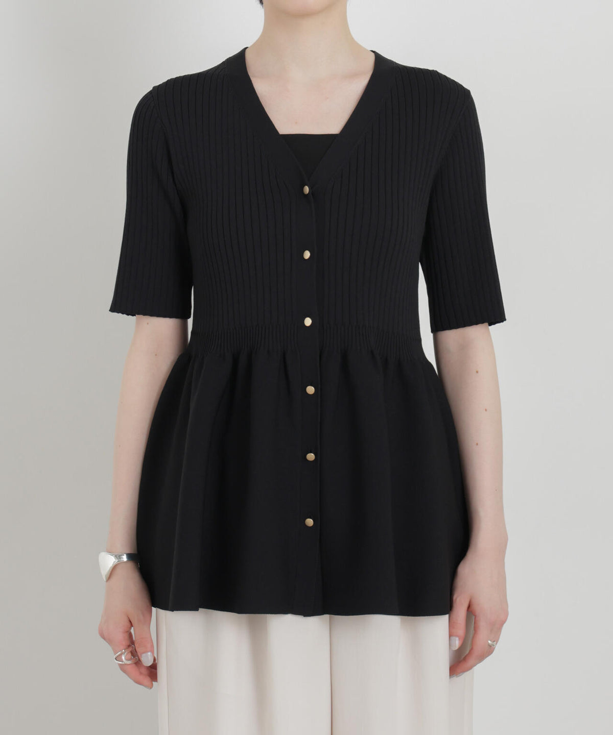 SUMMER VEIL KNIT ペプラムニットカーディガン 6696222323