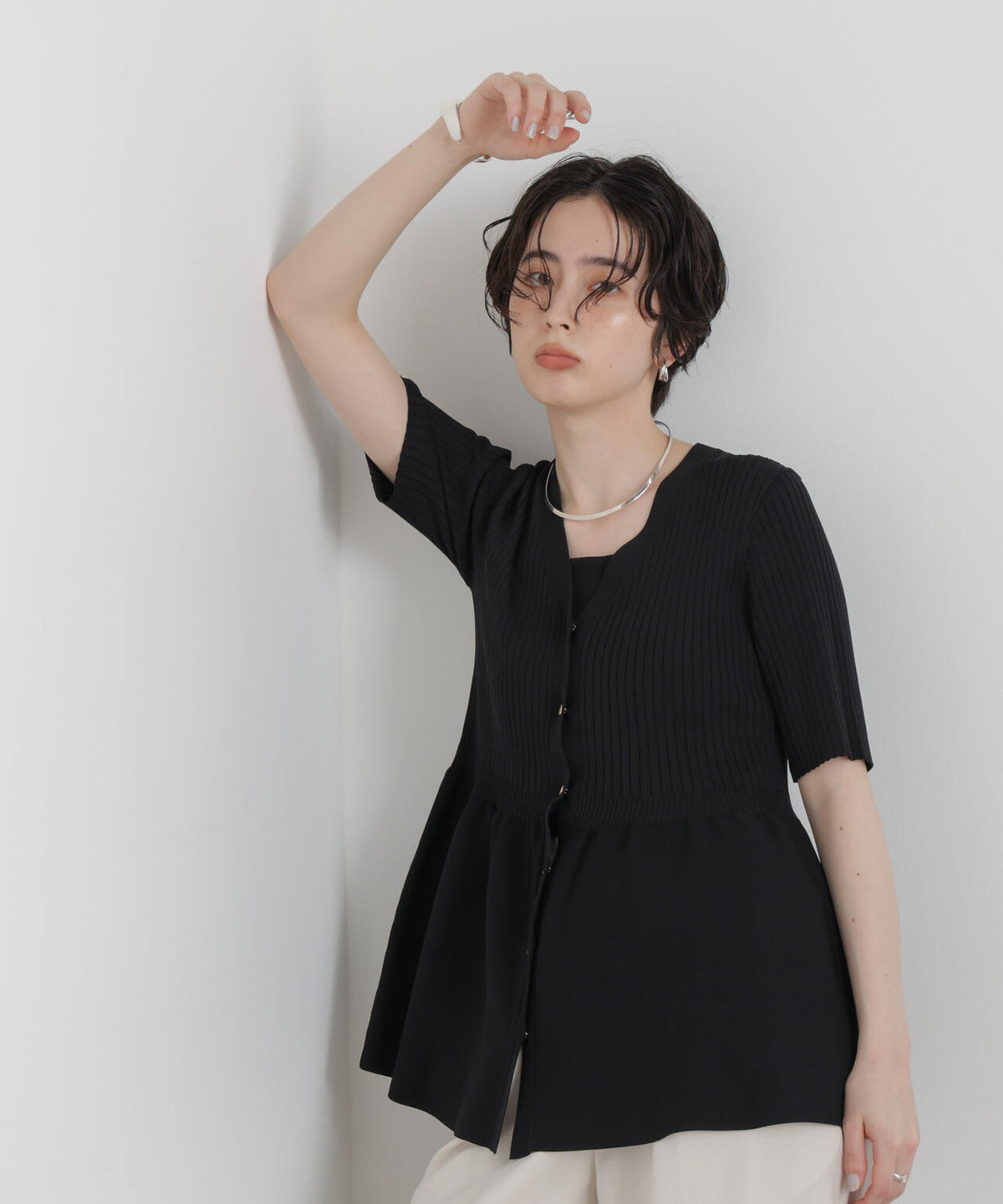 SUMMER VEIL KNIT ペプラムニットカーディガン 6696222323