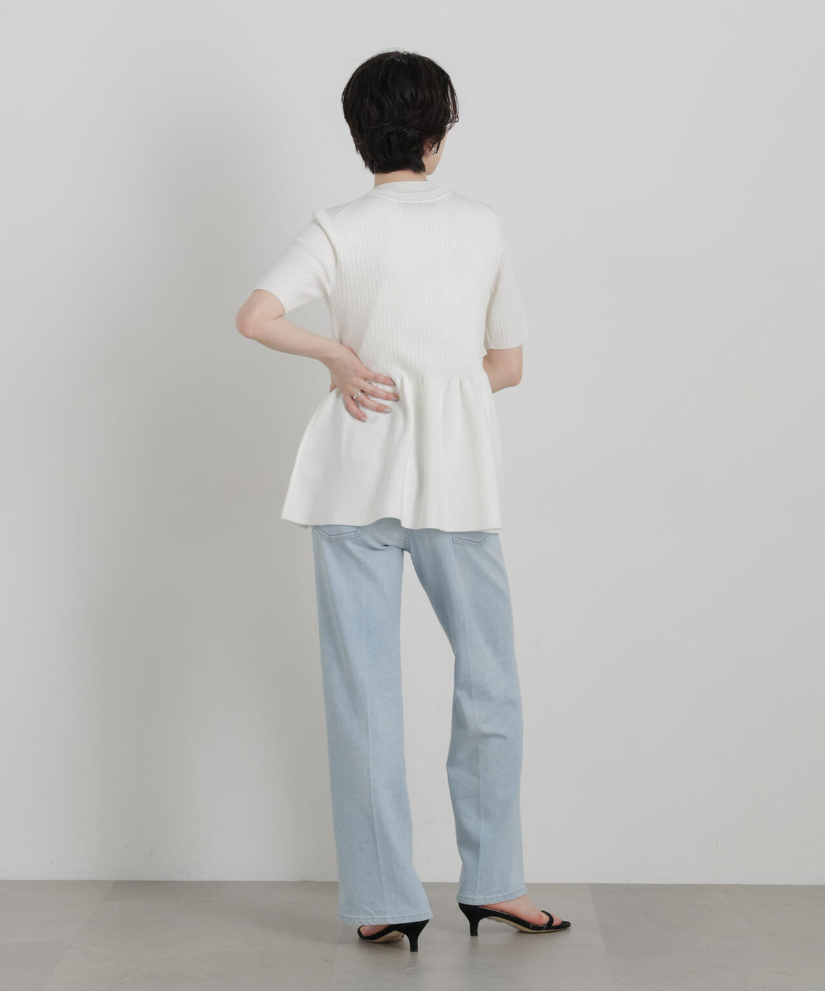 SUMMER VEIL KNIT ペプラムニットカーディガン 6696222323