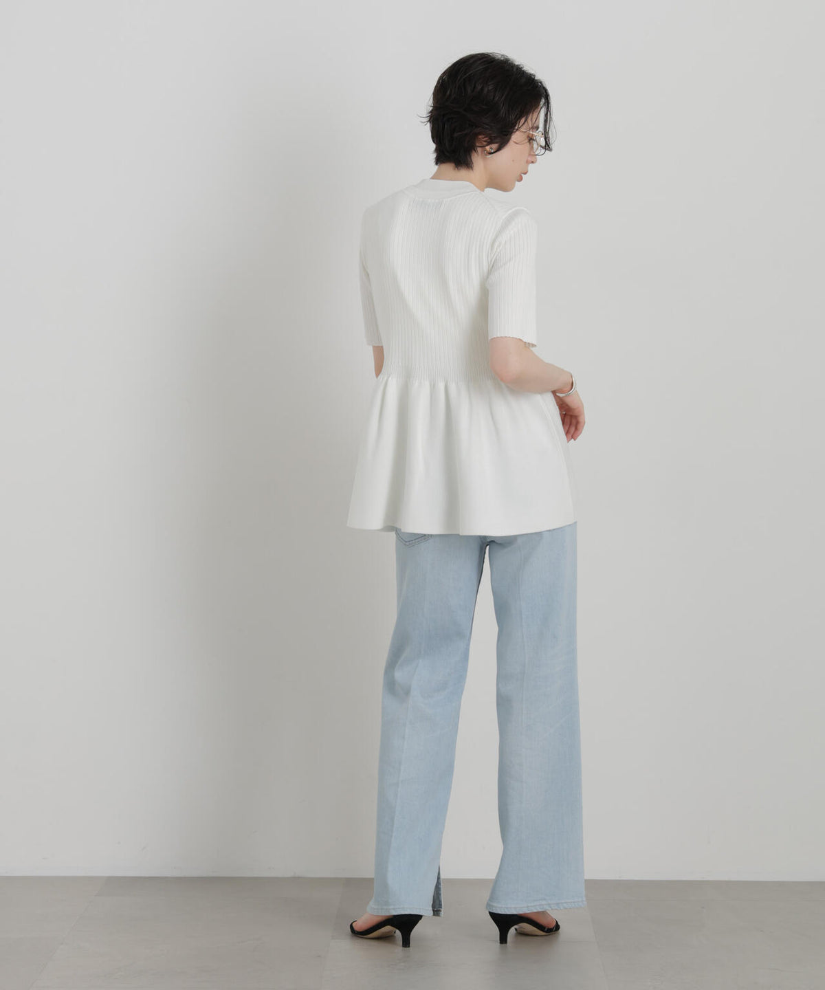 SUMMER VEIL KNIT ペプラムニットカーディガン 6696222323