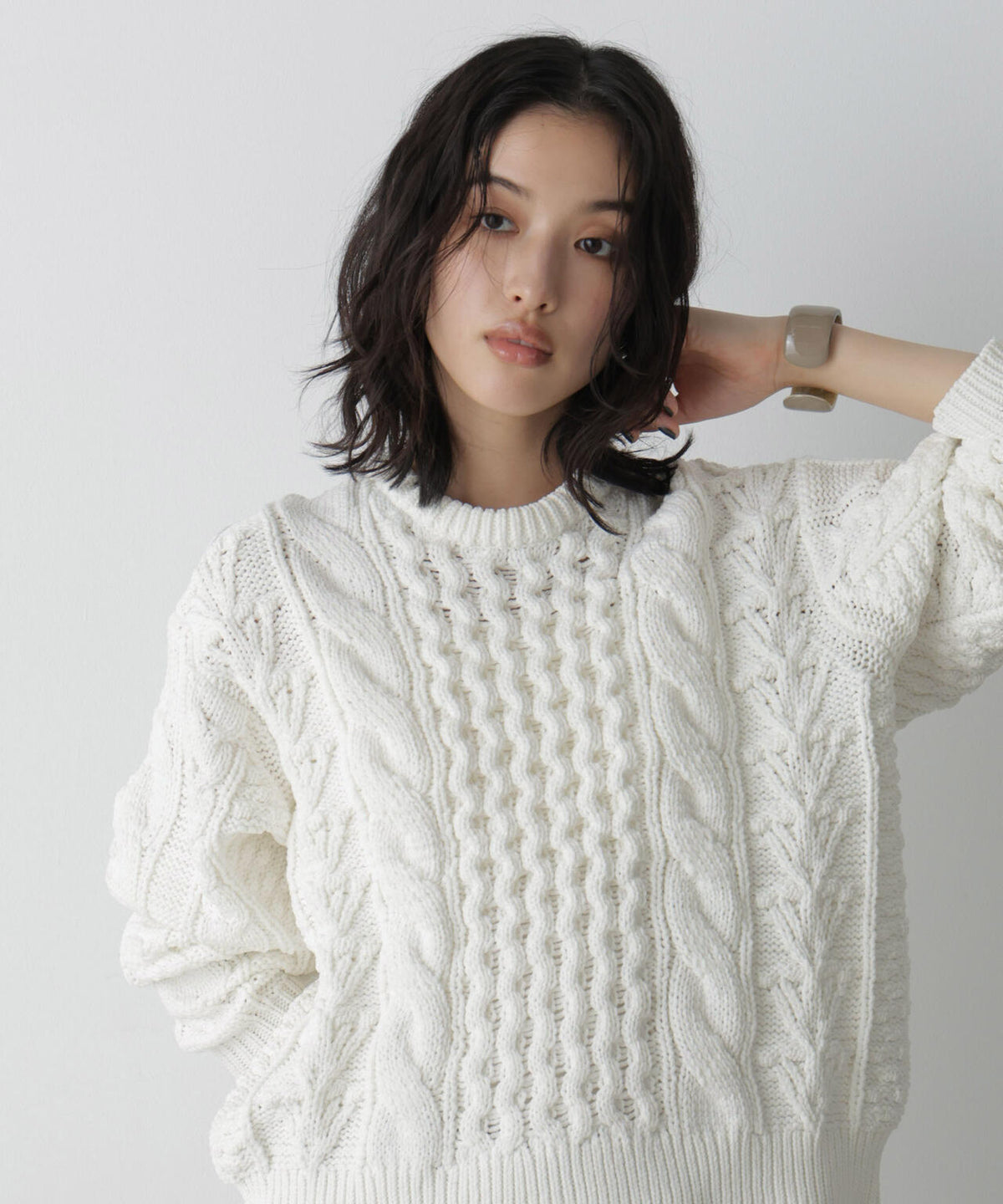「STEVELOUR」ライトバルキーケーブルニット 6696222328