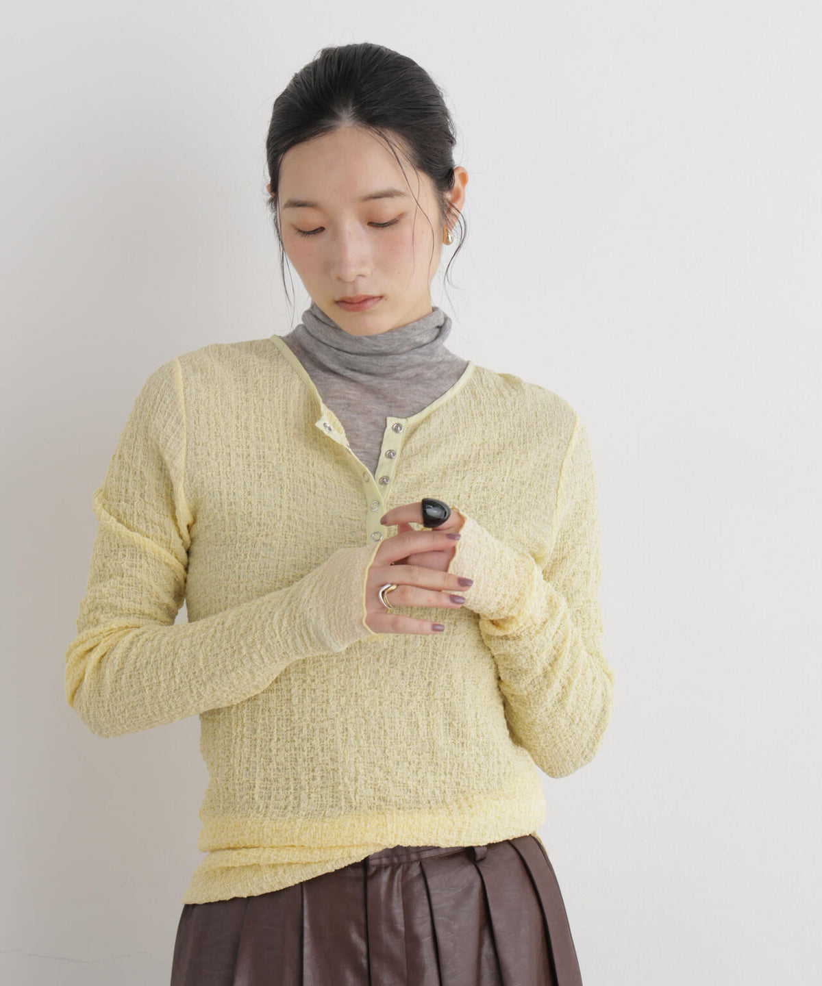 シャーリングヘンリーネックプルオーバー 6696223302