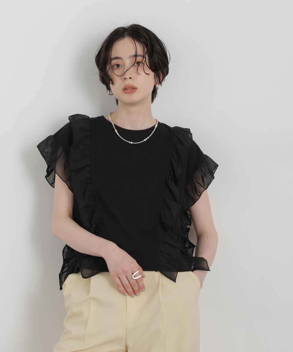 シフォンフリルカットソー 6696224302