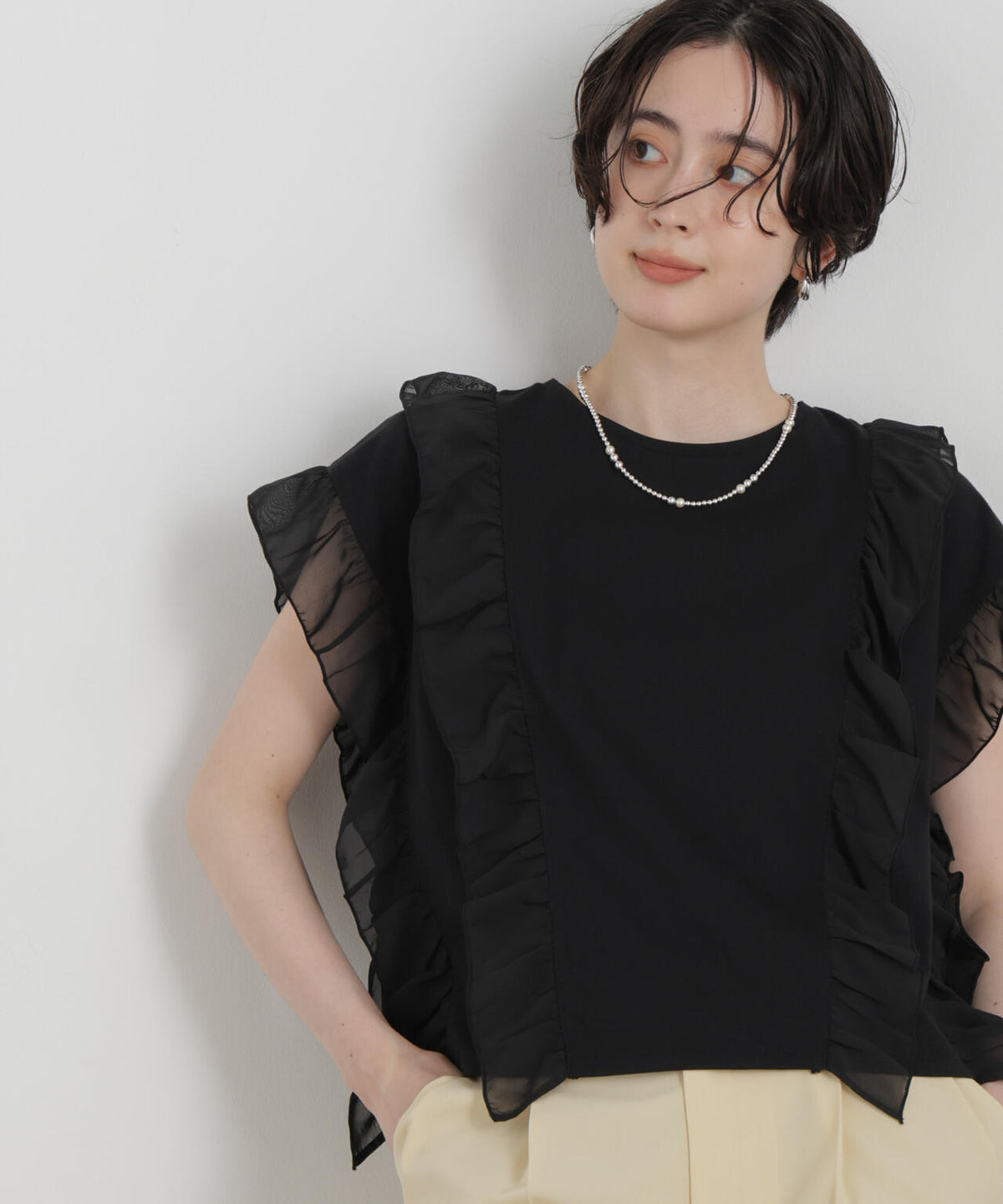 シフォンフリルカットソー 6696224302