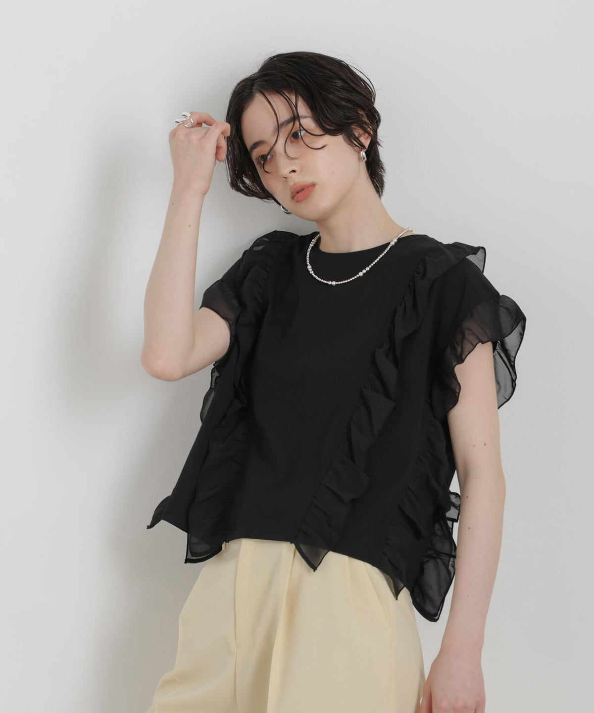 シフォンフリルカットソー 6696224302