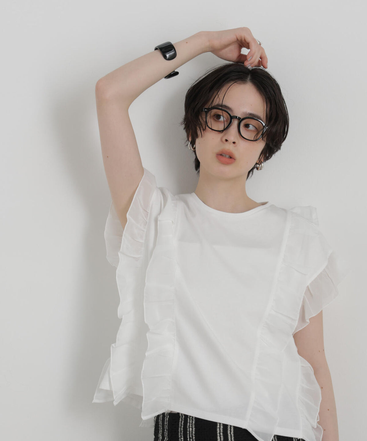シフォンフリルカットソー 6696224302