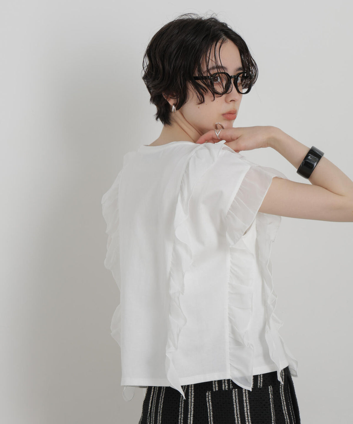 シフォンフリルカットソー 6696224302