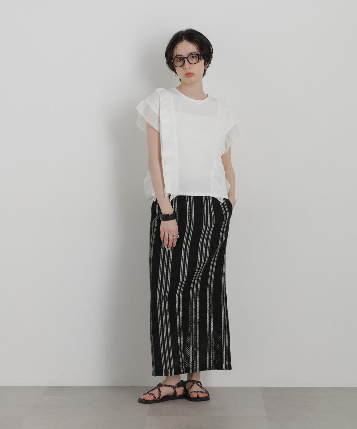 シフォンフリルカットソー 6696224302