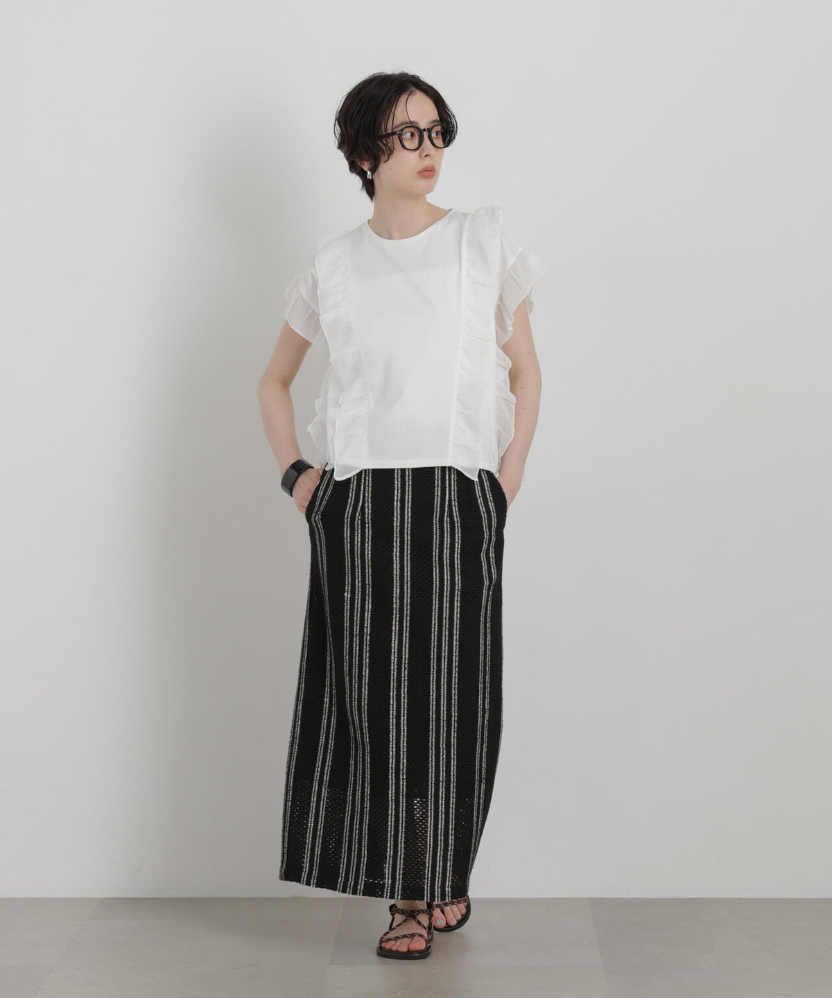 シフォンフリルカットソー 6696224302